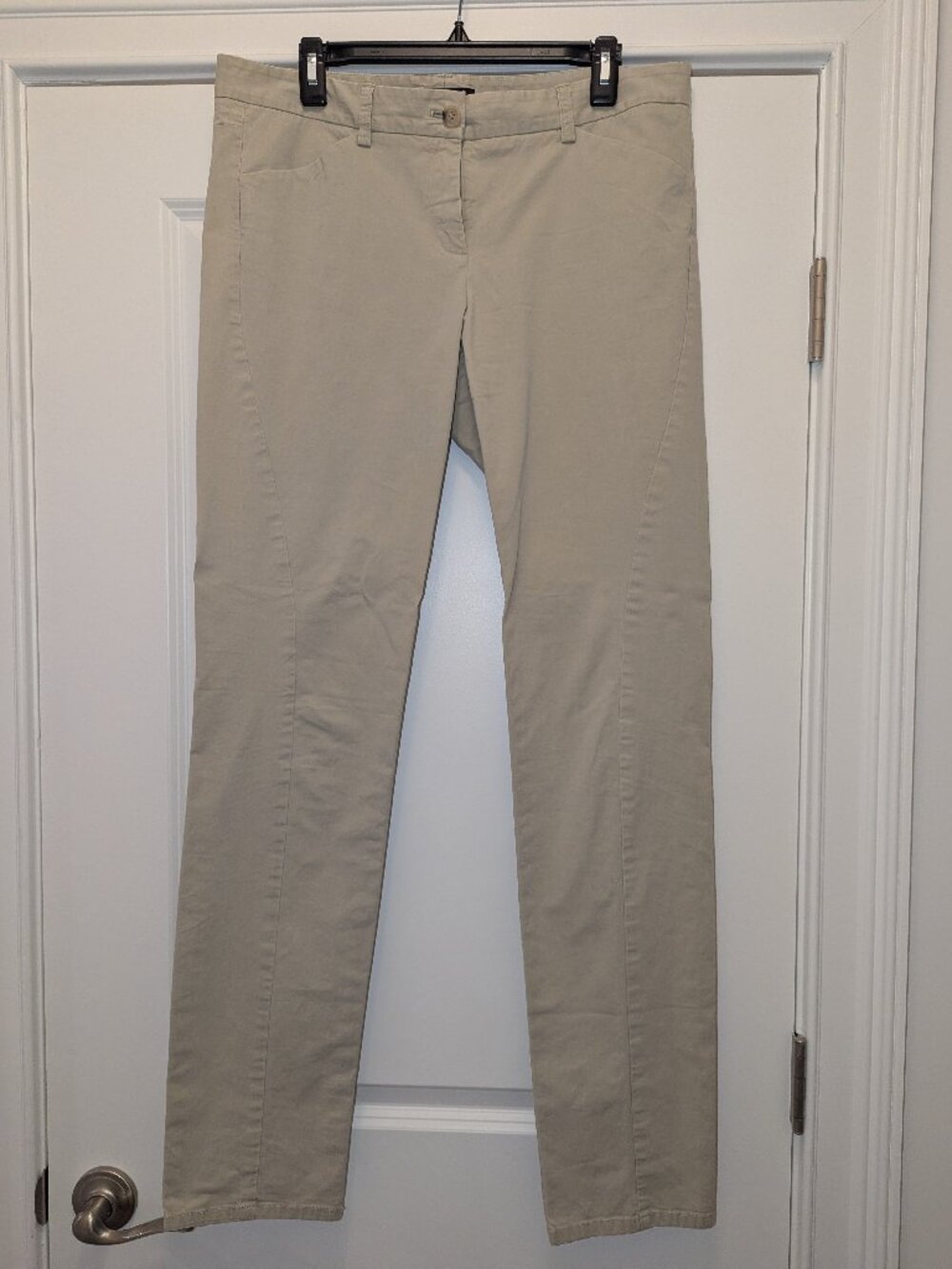 Theory Khaki Straight Leg Chino Pants Size 12 Cotton Twill